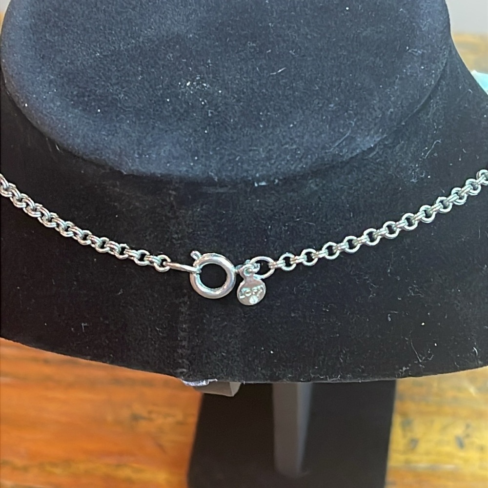 LOFT Beaded Clear/Blue/White Stones Silver Tone Chain Necklace 18” Long - Picture 3 of 9